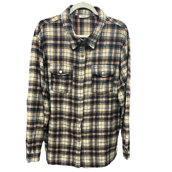 Kori Women’s Soft Plaid Long Sleeve Shacket Size: L - Picture 1 of 6